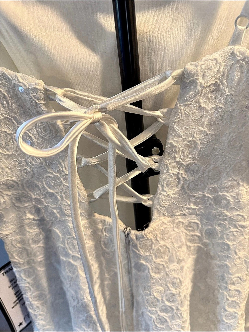 Emerald Sundae Lace-Up Mini Dress Floral White Large NWT - Picture 6 of 6